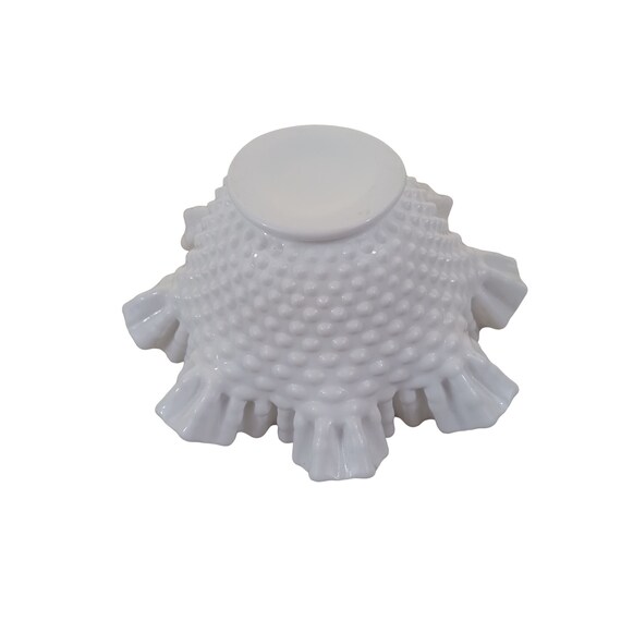 フェントン ホワイト ミルク ガラス ホブネイル ボウル フリル