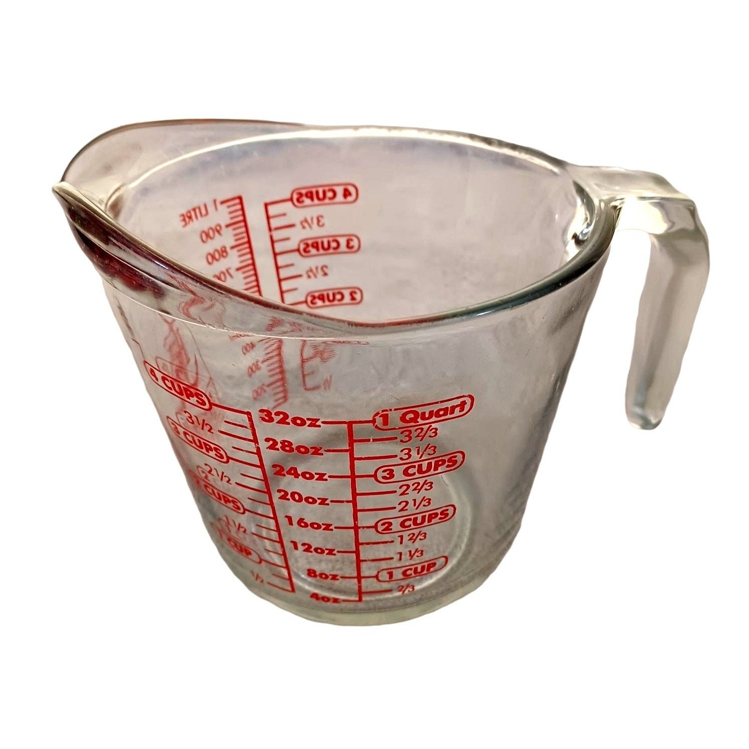 Anchor Heat Resistant Glass 4 Cup 32 Oz Quart Measuring Cup Vintage Open  Handle 