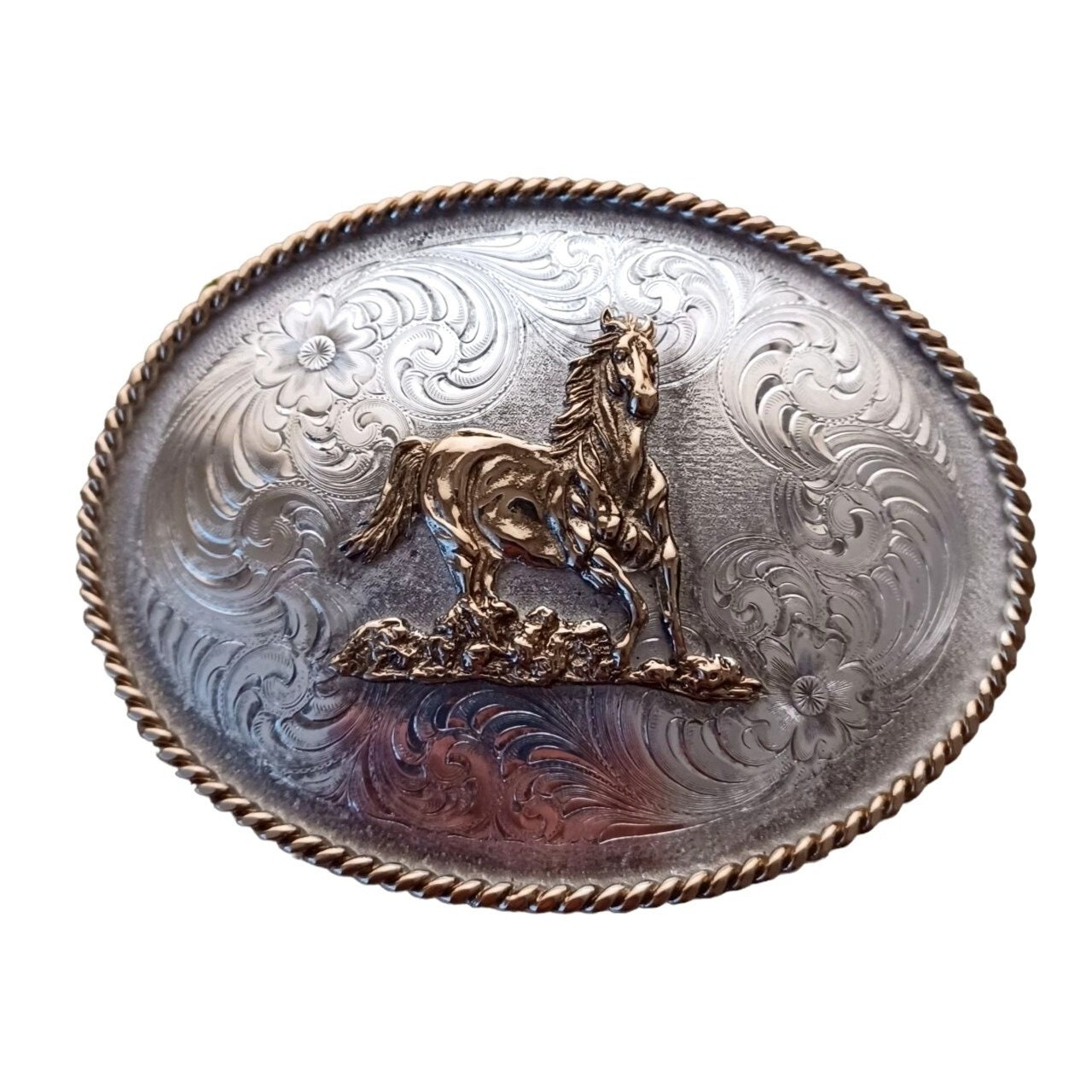 Montana Silversmiths Buckle Monogram R Silver Gold Plated Western - Ruby  Lane