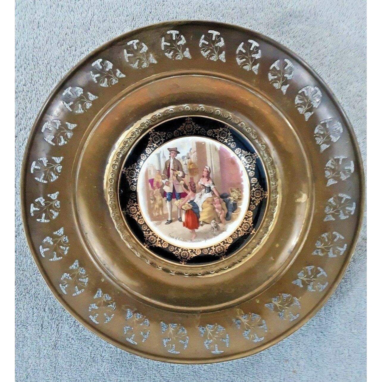 Cries of London 12" Brass Framed Regency Bone China Plate Yellow Primrose Hanger
