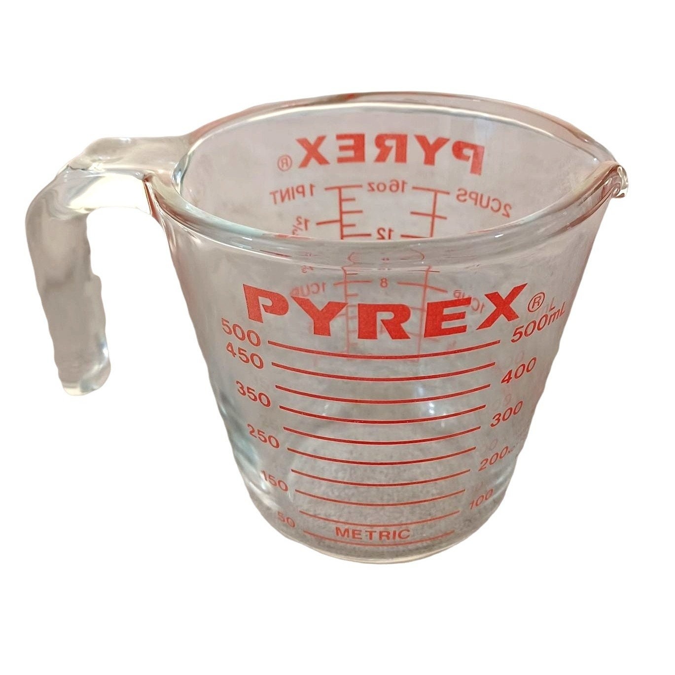 VTG Pyrex Glass Measuring Cup Red Lettering Size 1 Cup 250 ml EUC