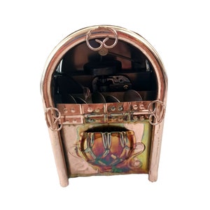 Vintage Handmade Brass Juke Box Music Box Colorful 6.25&quot;x4.25&quot; Rock Around Clock