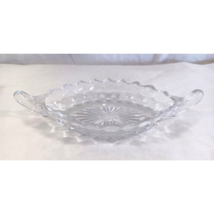 Vintage Crystal Boat Style Serving Dish 8.5&quot; x 3.5&quot; Dining Faceted 1980&#39;s