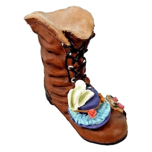 Vintage 1980&#39;s Old Fashioned Shoe Coin Bank Boot Plastic Collectible 5.5&quot; x 6&quot;