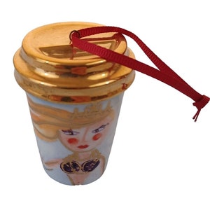 Neue Meerjungfrau Gold Haarstop Keramik 2.5&quot; Starbucks Kaffeetasse Urlaub Ornament