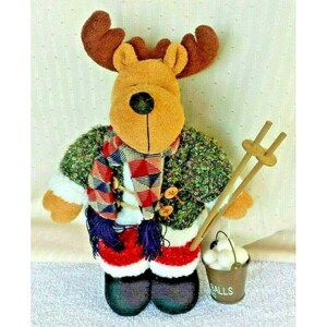 Vintage felpar reno cubo bolas de nieve decoración navideña invierno Navidad 12&quot;