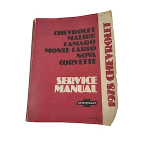 1978 Original Chevy Shop Manual Camaro Corvette El Camino Caprice Monte Carlo PB