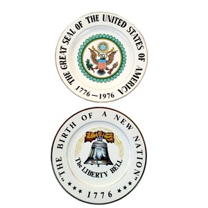 Lot of 2 Bicentennial 1976 Collector Plates Vintage Porcelain Japan 10.25&quot;