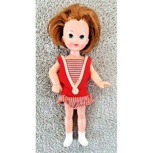 1970 Kenner Garden Gal 7&quot; Doll Red Rooted Hair Original Dress Hong Kong Vintage