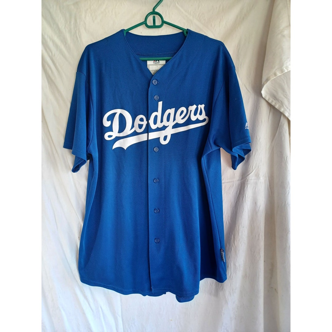 MLB Baseball Jersey #12 Lott Dodgers Button Front Majestic Size L