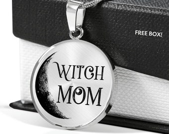 Witch Mom Moon Personalized Pendant Necklace