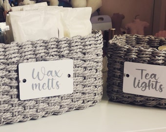 Personalised Loop Hole Basket Tags | Box Tag Labels | Gift Tags | Vinyl Tags to Organise Your Home, Cupboard, Wardrobe, Kallax, Drawers