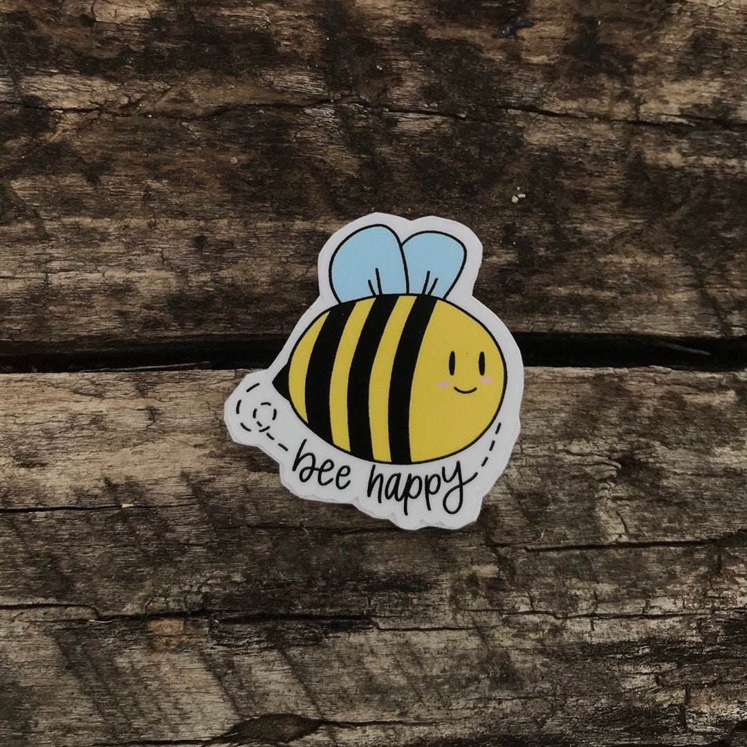 Mini Bee bee Happy Sticker weatherproof - Etsy