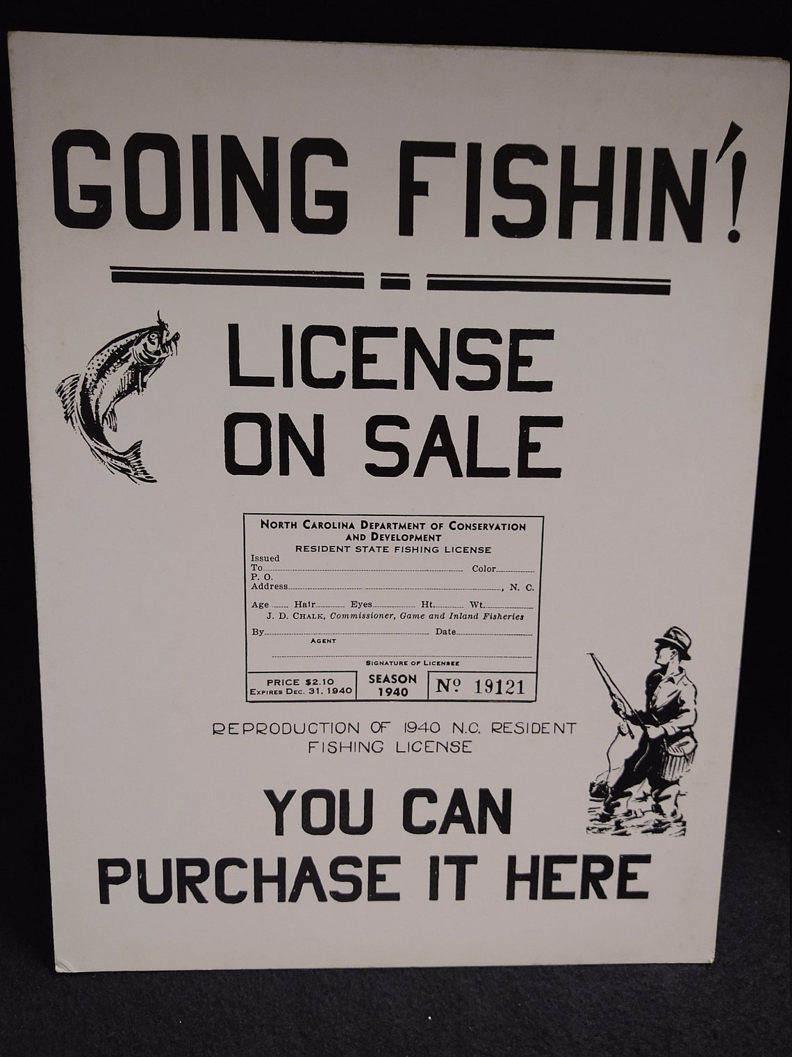 Vintage North Carolina Fishing License Advertisement Store Etsy