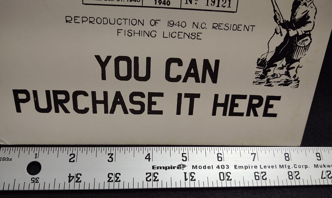 Vintage North Carolina Fishing License Advertisement Store Etsy