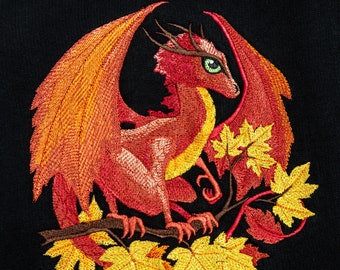 Embroidered Autumn Dragon full zip hoodie