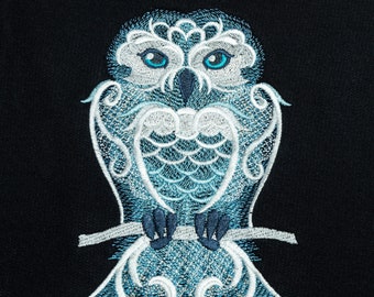 Embroidered Snow Owl full zip hoodie