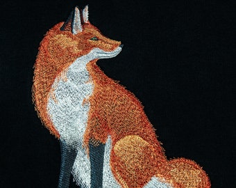 Embroidered watercolour Fox full zip hoodie