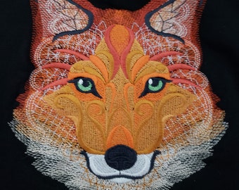 Embroidered Fox full zip hoodie