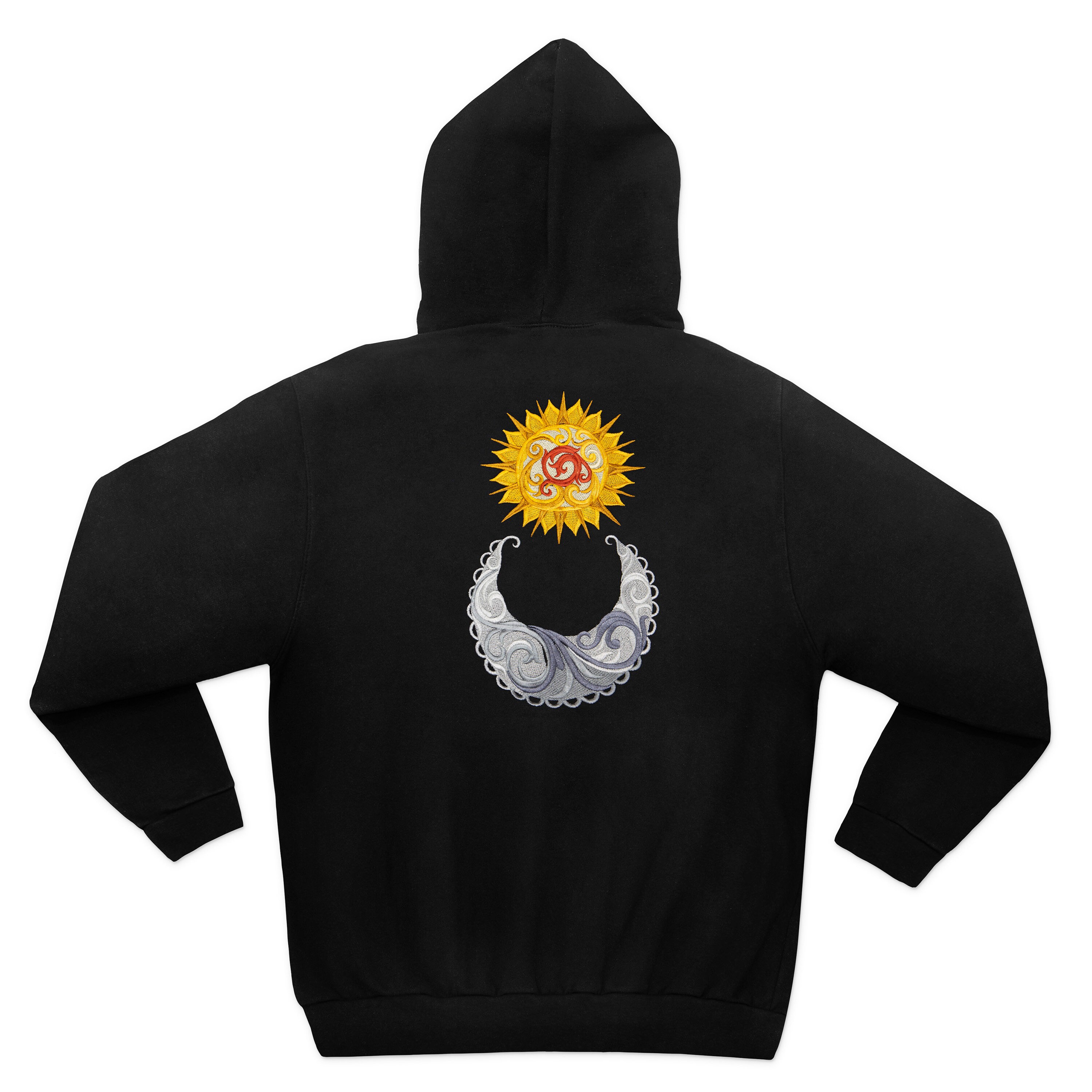 sun and moon print hoodie