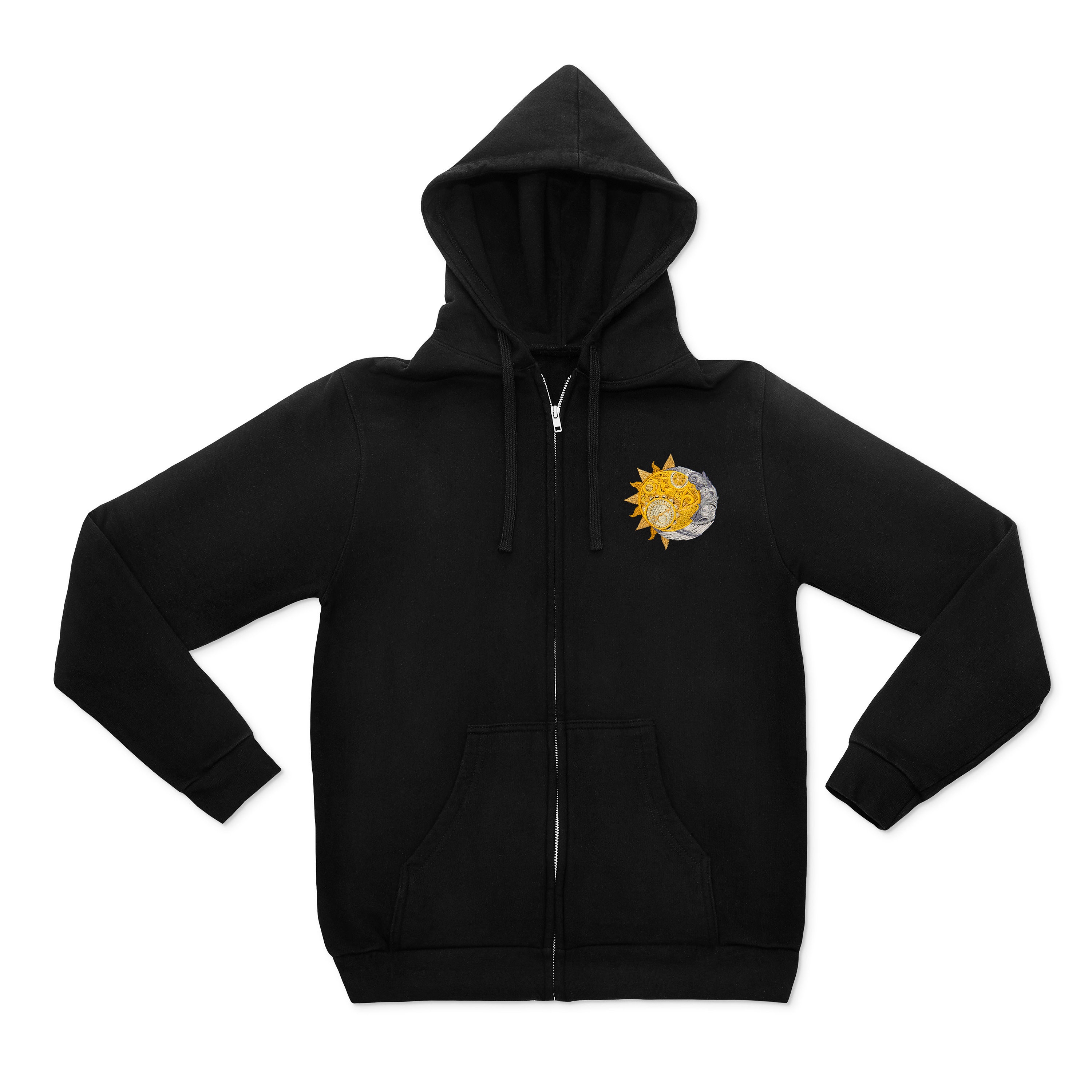 Embroidered Sun and Moon full zip hoodie
