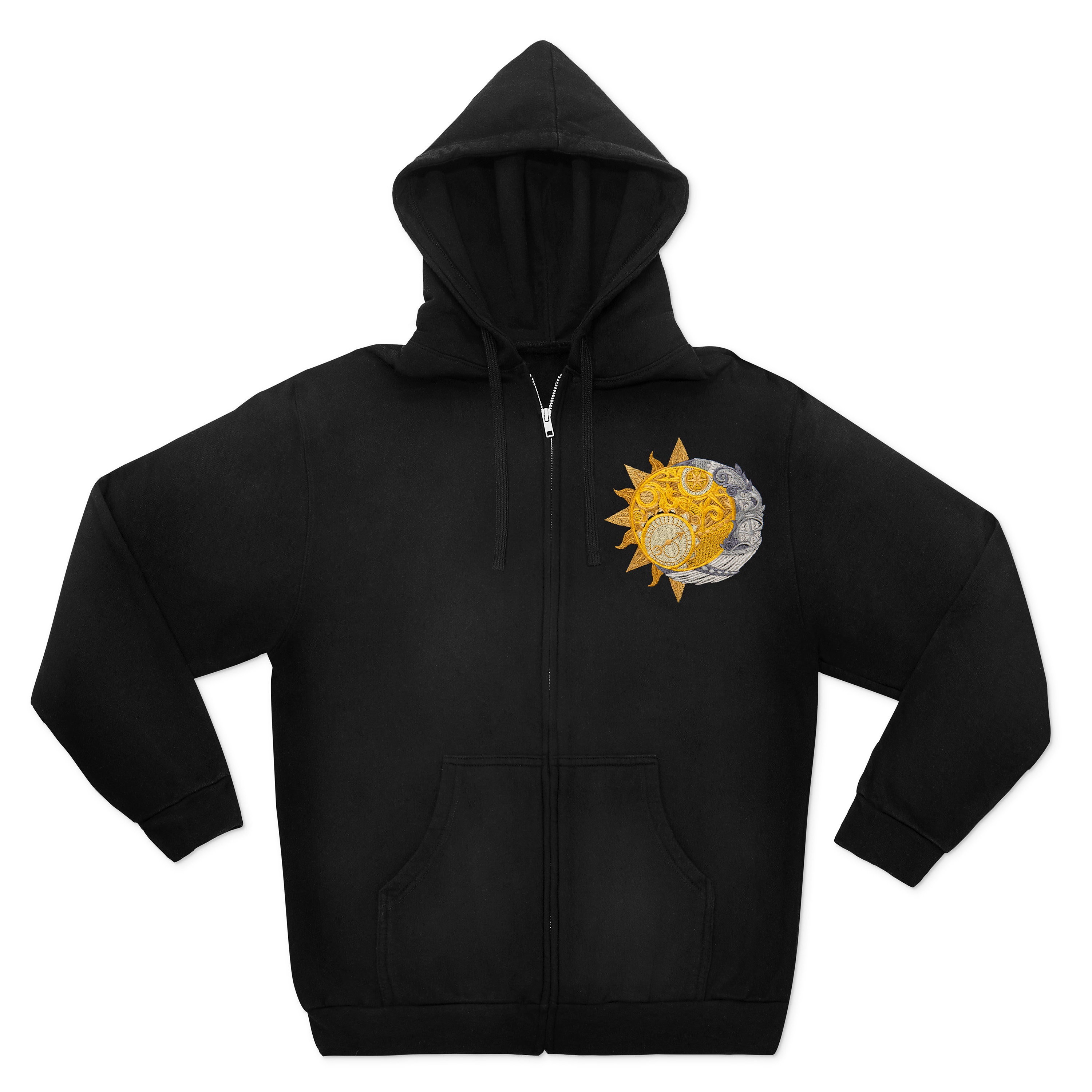 Embroidered Sun and Moon full zip hoodie