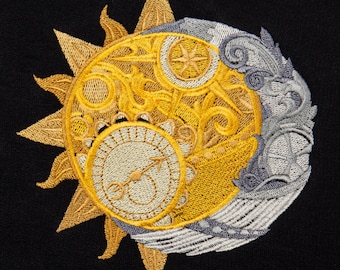 Embroidered Sun and Moon full zip hoodie