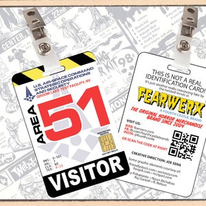 AREA 51 ID printed plastic w/clip image 2