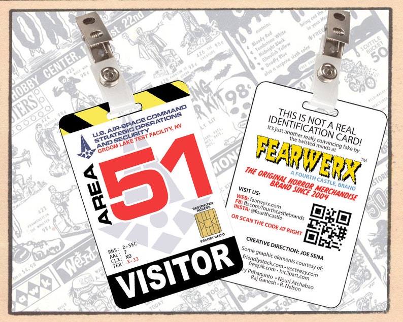 AREA 51 ID printed plastic w/clip image 2