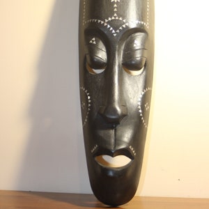 Tribal mask, Oceanic mask , mother of pearl inlay