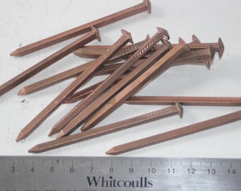 Copper nails 70-80mm square shank rose head ,boat nails, craft ,14 nails, solid copper