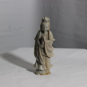 Vintage Chinees speksteendamessnijwerk / Aziatisch steensnijwerk