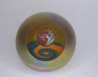 ケニーウォルトン　サイン入り　手吹きガラス　ペーパーウエイト　ビンテージ クリスタル ペーパーウェイト 【DW-11】 | □ペーパーウェイト