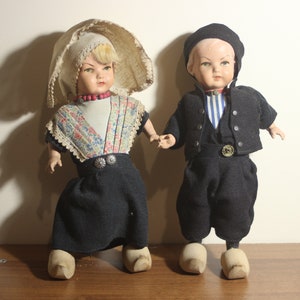 Vintage Souvenir Genuine Rozetta Dolls Amsterdam Holland Boy Girl Wooden clogs