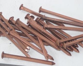 Copper nails 75mm square shank rose head ,boat nails, craft ,24 nails, solid copper