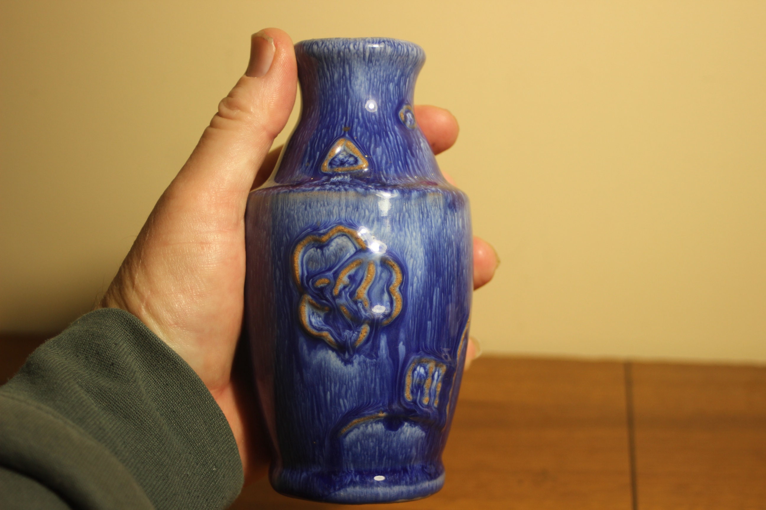 Awaji Pottery Vase Blue / White ,japanese Pottery - Etsy Australia
