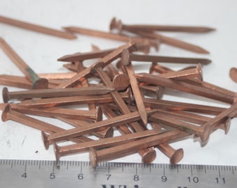 Copper nails 50mm square shank flat head ,boat nails, craft ,50 nails, solid copper