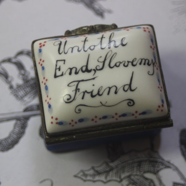 Antique 18th Century Enameled Bilston Patch Box /Unto the End I love my Friend