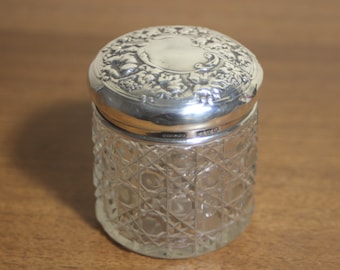 Silver topped Hobb nail cut glass jar / Cornelius Desormeaux Saunders & James Francis Hollings