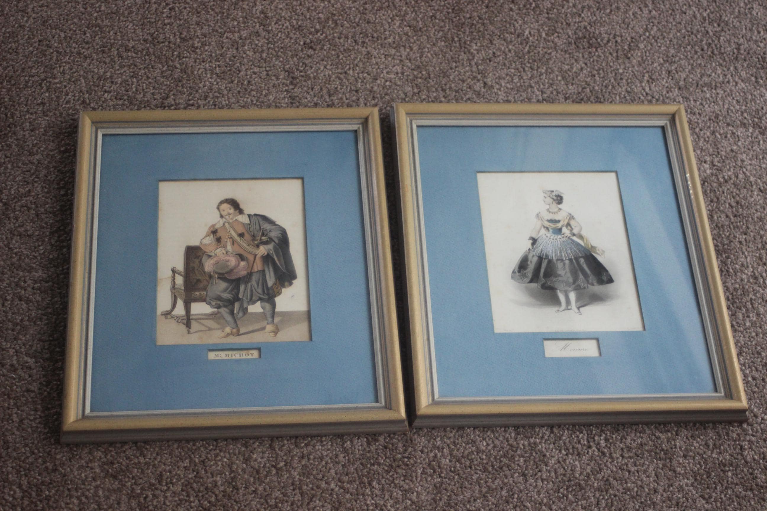 アンティーク版画19世紀 フランス ファッションプレート 額装 手彩色リトグラフ fit=scale-down,w=1200