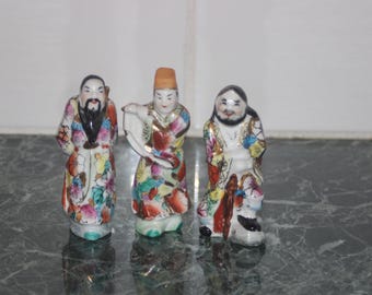 ヴィンテージ磁器製 中国賢人不滅の置物セット 高さ4.25インチ 装飾品
