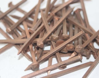 Copper nails 45mm square shank rose head ,boat nails, craft ,50 nails, solid copper