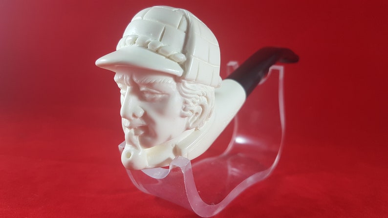 100/% Solid Block Meerschaum Pipe Hand Carved Meerschaum Pipe Sherlock Holmes Meerschaum Pipe Dedective Pipe