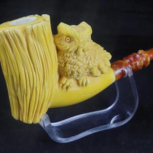 Mystical Owl: Symbol of Wisdom and Night meerschaum pipe, block meerschaum,Turkish meerschaum, Special meerschaum pipe design