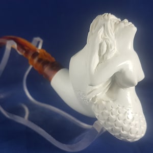 Meerjungfrau meerschaum Rohr, Rauchen Pfeife, handgeschnitzte Pfeife, Block Meerschaum,