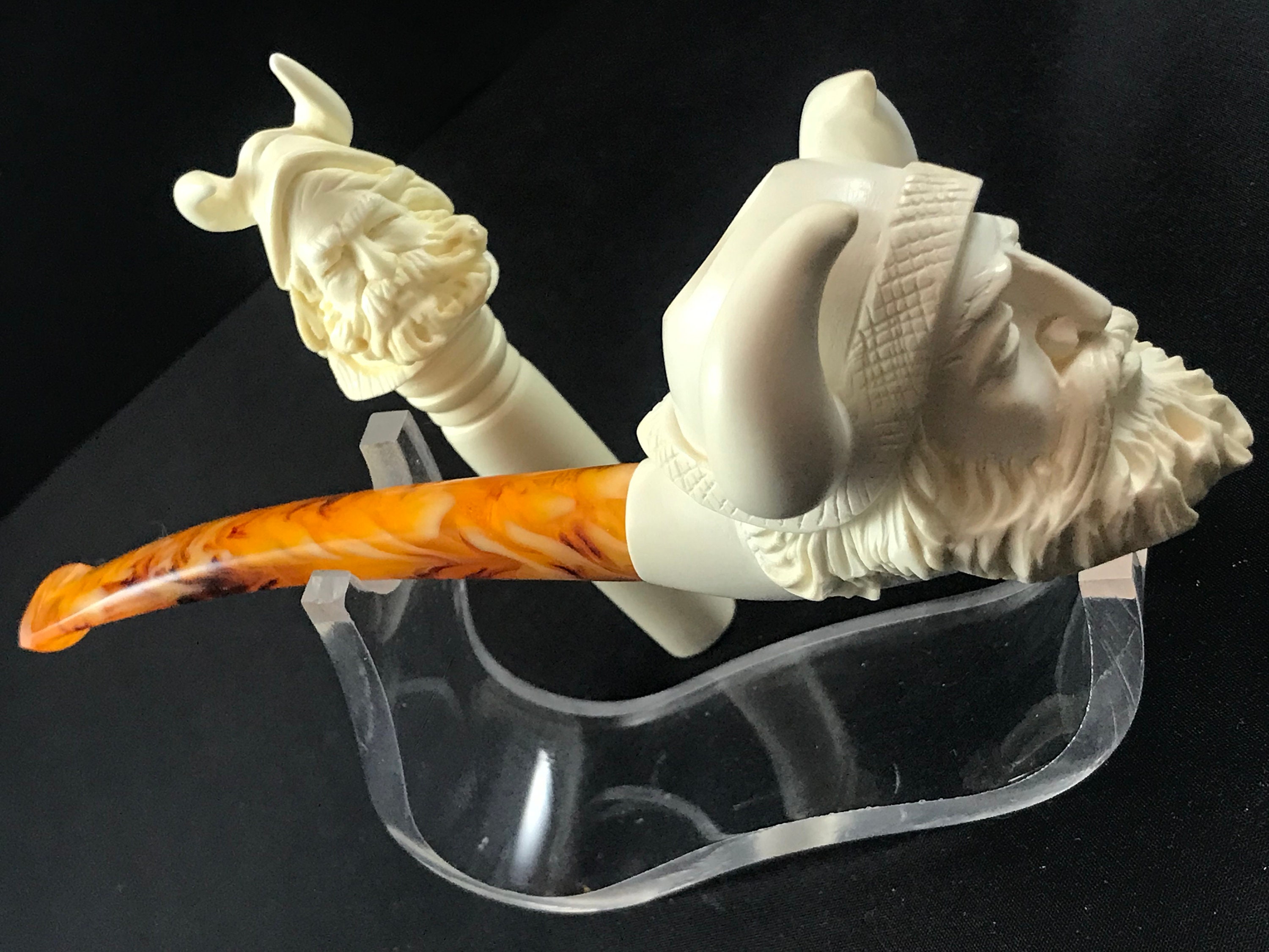 WOLF w/ Zippered Case Imported Miniature Meerschaum Pipe 