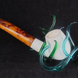 Glass and Meerschaum Fusion Pipe - Handmade Meerschaum Pipe with Artistic Glass Wrap – Unique Design - Handcrafted Artistic Style