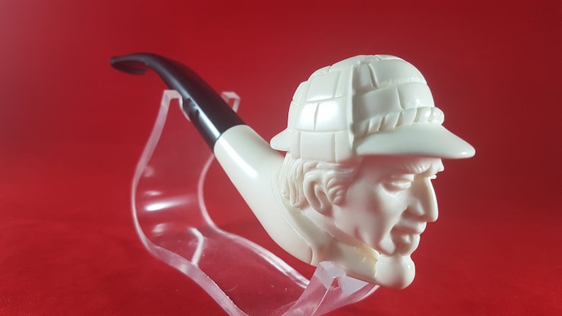 100/% Solid Block Meerschaum Pipe Hand Carved Meerschaum Pipe Sherlock Holmes Meerschaum Pipe Dedective Pipe