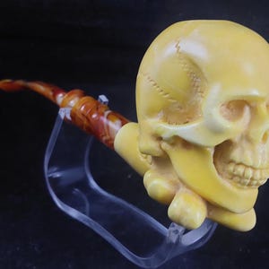 The skull meerschaum pipe, block meerschaum, Special meerschaum pipe design, hand carved meerschaum pipe