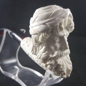 Hand-carved meerschaum pipe,blick meerschaum, unsmoked pipe